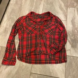 Topshop Cropped Red Flannel fits like US6